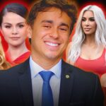 Visualizações de Nikolas Ferreira: montagem do deputado ao centro com Selena Gomez, Beyoncé, Kim Kardashian e Ariana Grande