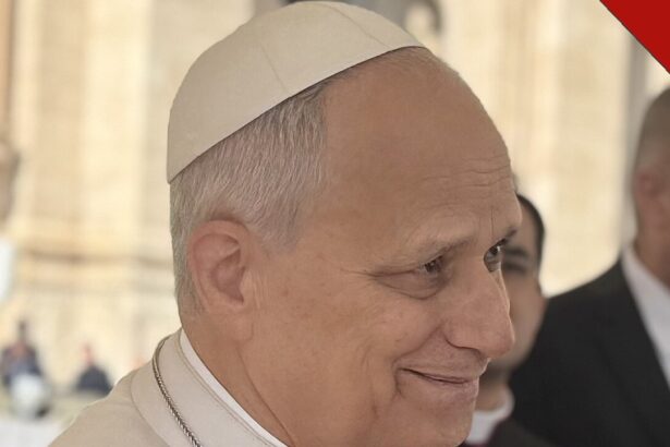 O Papa Leão XIV sorrindo durante audiência no Vaticano