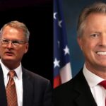 Pastor candidato ao Senado: Adam Hamilton prega na Church of the Resurrection e o senador Roger Marshall em retrato oficial