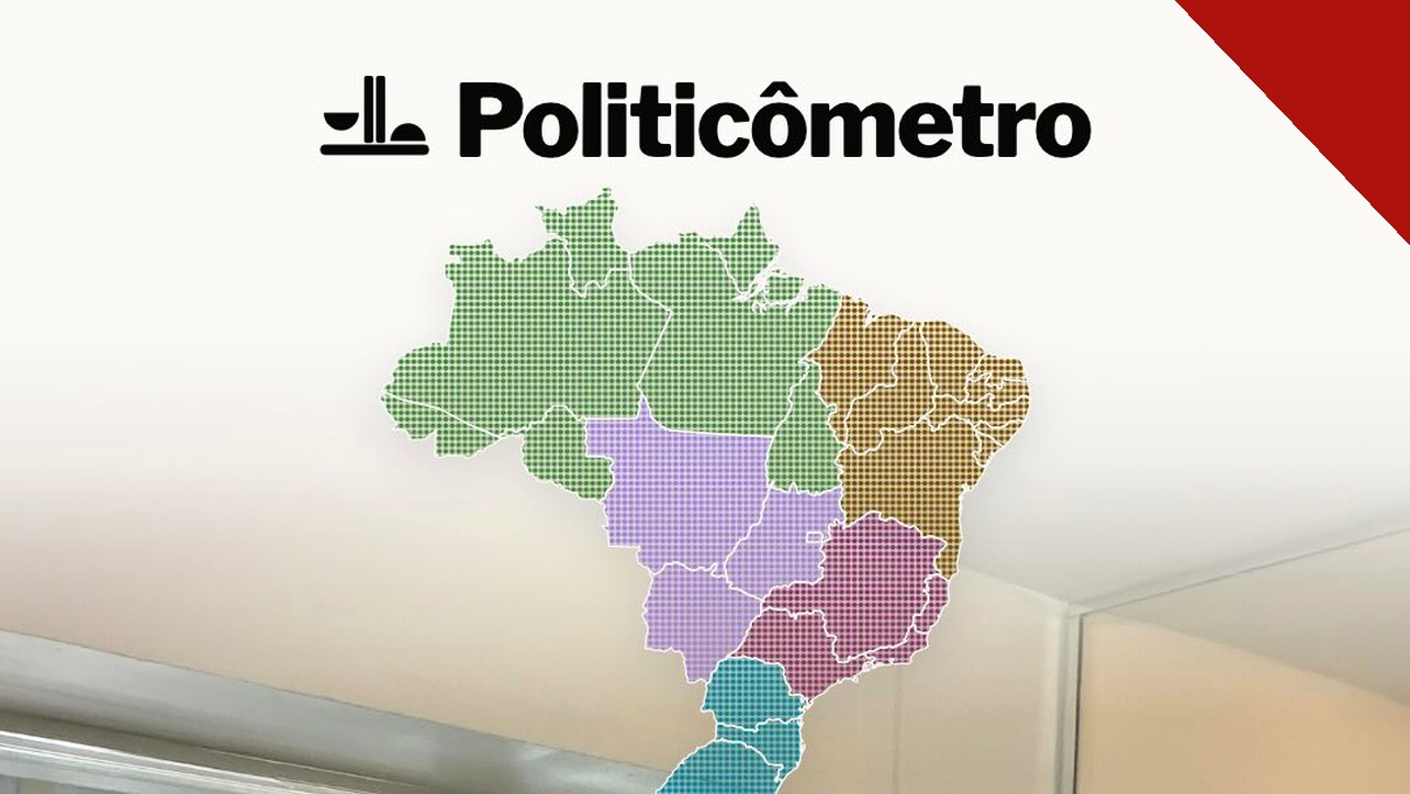 Politicômetro: mapa do Brasil colorido por regiões na tela da plataforma que mostra o que fazem os políticos eleitos