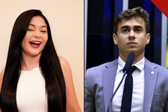 Rayssa Buq Nikolas Ferreira: a influenciadora Rayssa Buq e o deputado federal Nikolas Ferreira, autor do vídeo que recebeu a curtida lida como apoio a Flávio Bolsonaro
