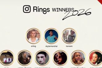 Vencedores do Instagram Rings 2026 exibidos nos anéis dourados oficiais do prêmio