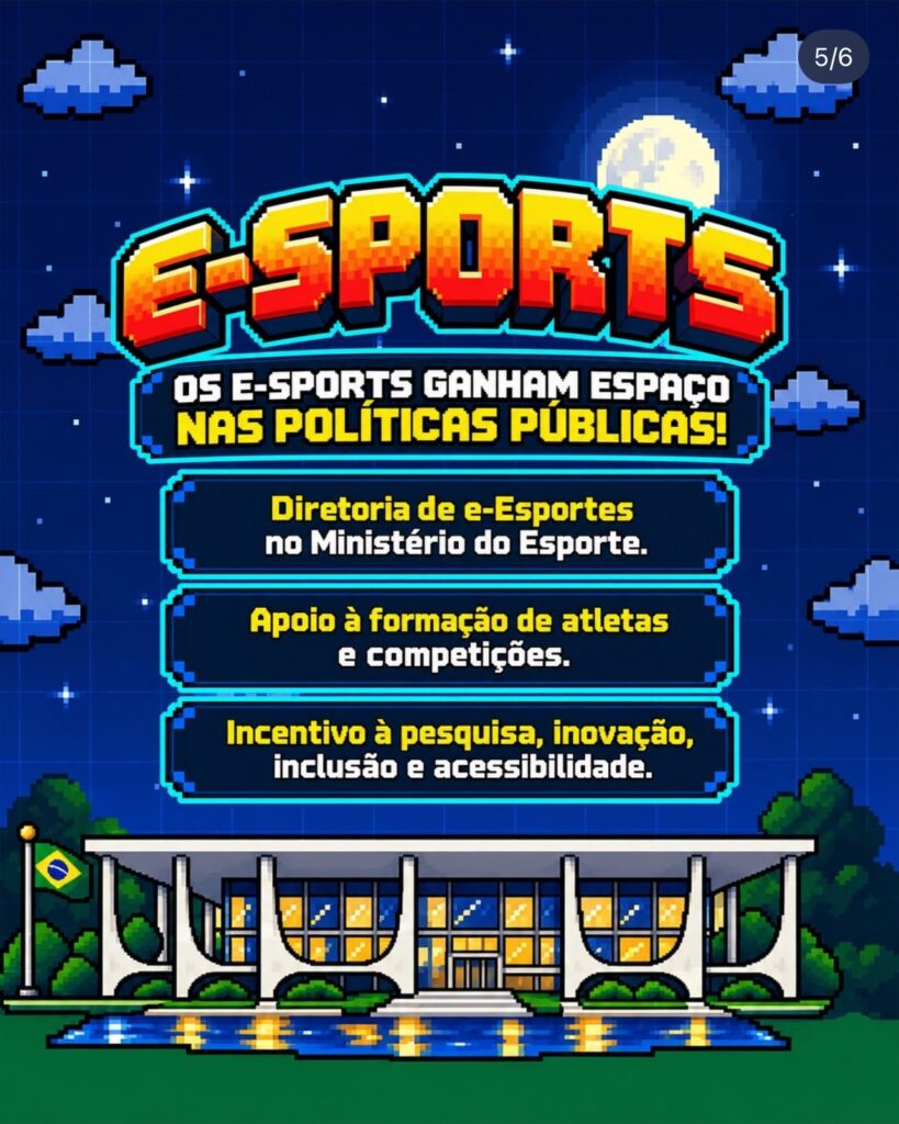 Card oficial de e-sports do programa Desenvolve Gamers Brasil: diretoria de e-sports no Ministério do Esporte