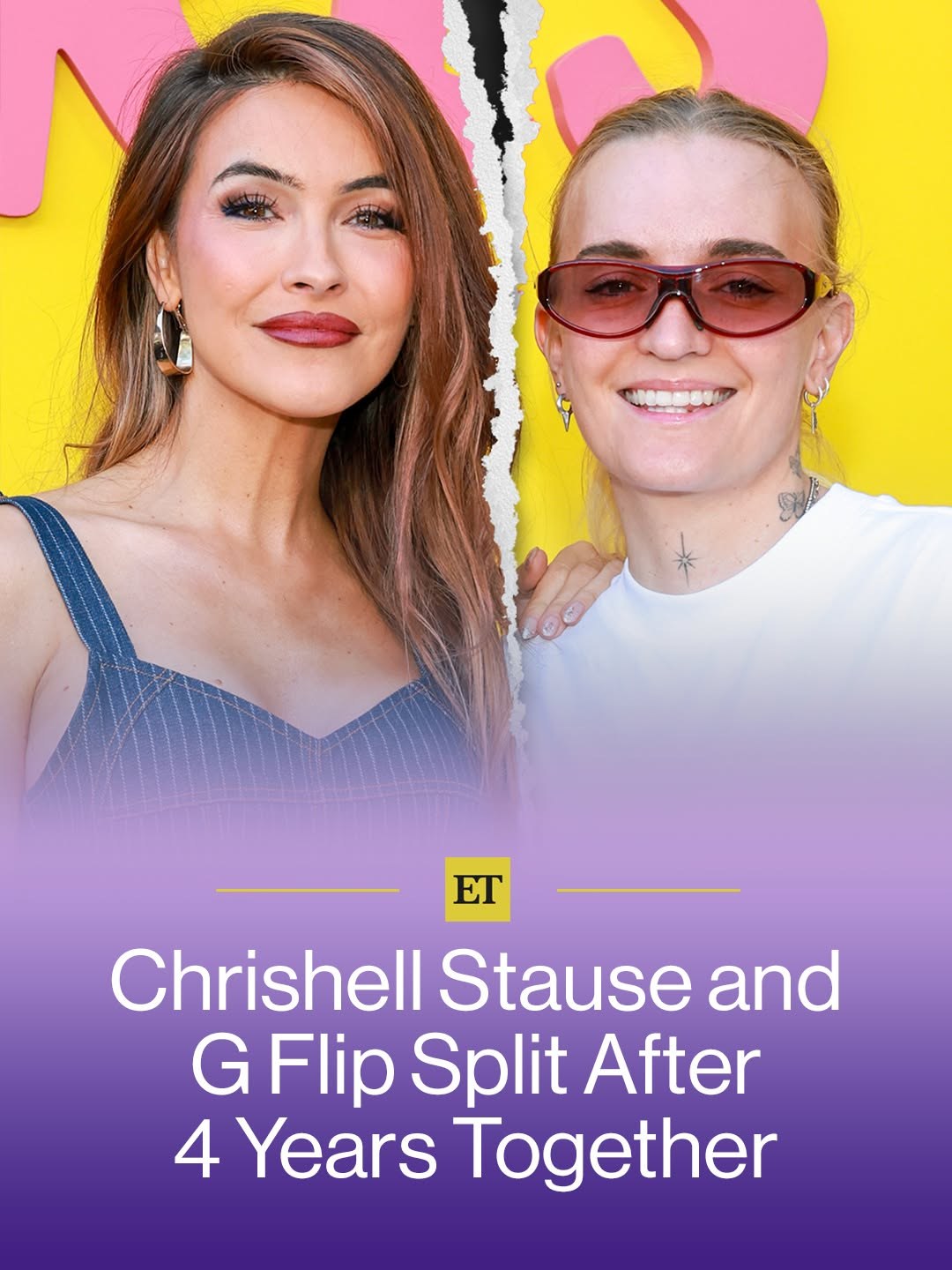 Cartão do Entertainment Tonight sobre a separação de Chrishell Stause e G Flip