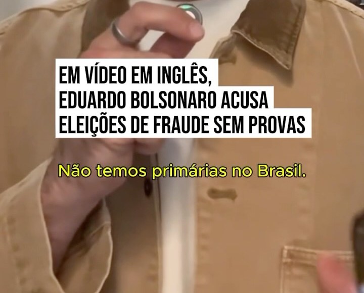 Parte final do quadro do vídeo de Eduardo Bolsonaro com a chamada do Metrópoles sobre a acusação