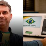 Flávio Bolsonaro e urna eletrônica | Reprodução | Instagram @portalinvesti | Internet