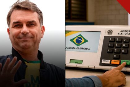 Flávio Bolsonaro e urna eletrônica | Reprodução | Instagram @portalinvesti | Internet