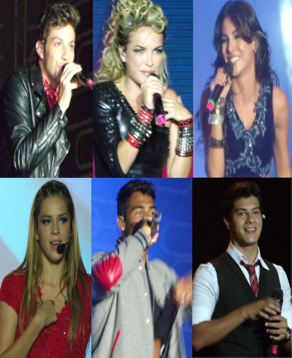 Lua Blanco com os colegas da banda Rebeldes em turnê pelo Brasil