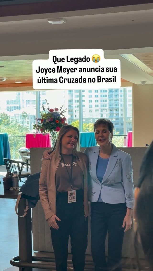 Print do vídeo em que Joyce Meyer anuncia sua última cruzada no Brasil
