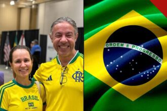 Eleitores brasileiros e bandeira do Brasil | Reprodução | Instagram @nossaradiousa