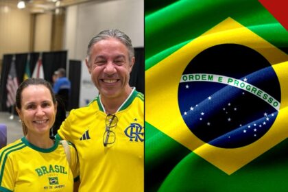 Eleitores brasileiros e bandeira do Brasil | Reprodução | Instagram @nossaradiousa