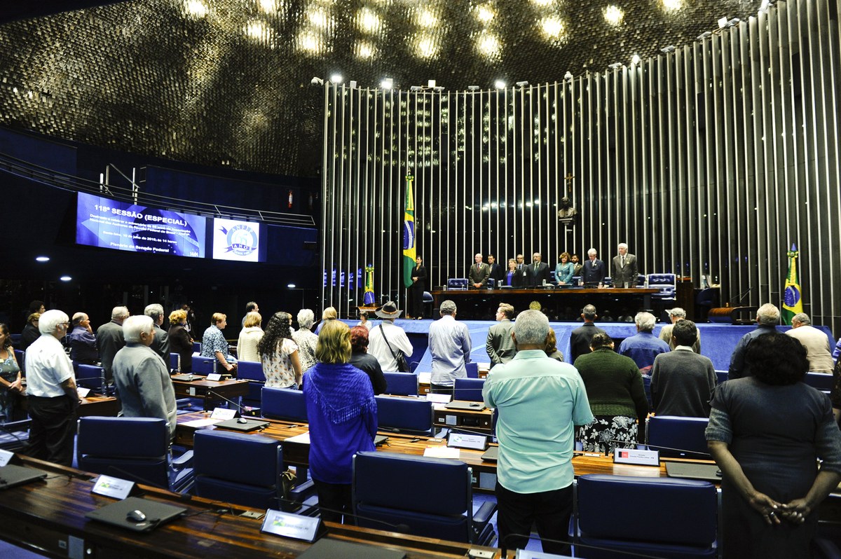 pastor de Flávio Bolsonaro reconhece resultado, e a imagem mostra o plenário do Senado Federal, em Brasília, casa legislativa onde o senador exerce o mandato