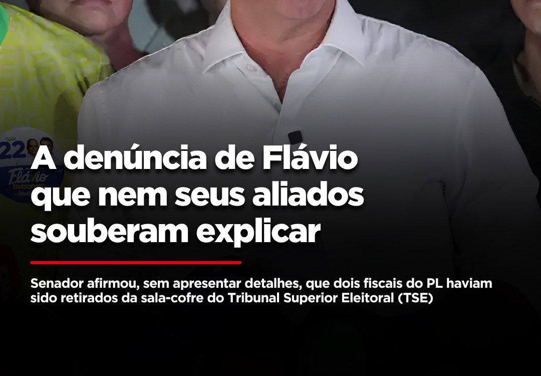Parte da arte da Jovem Pan News com a manchete sobre a denúncia de Flávio e a sala-cofre